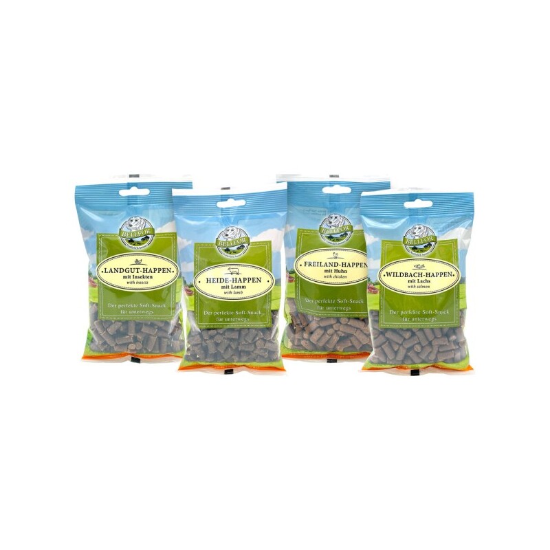 Bellfor Mix 4 Soft-snacks - Freiland-Happen 200g + Heide-Happen 200g + Wildbach-Happen 200g + Landgut-Happen 200g