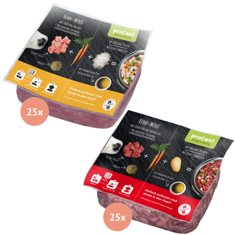 ProCani Menü Paket Rind und Huhn 50x500 g