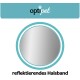 Ein Werbebild für opti pet mit einem reflektierenden Halsbanddesign, mit dem Text "reflektierendes Halsband" darunter.