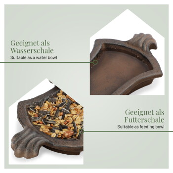 MNRYLKB Vogeltränke Aus Gusseisen – 3-in-1 Mit Vogelhaus & Futterstation