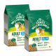 Zwei Säcke James Wellbeloved Katzenfutter, beschriftet mit "ADULT RICH IN FISH", geeignet für Katzen im Alter von 1-7 Jahren, jeweils 4 kg.