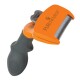 FURminator de-shedding tool with an orange comb and ergonomic gray handle, featuring a FURejector button for easy fur removal.