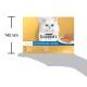 Boîte de Purina GOURMET Gold pour chat montrant un chat blanc, mousse servie sur assiette, texte « LES MOUSSELINES • MOUSSE »