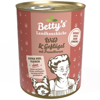 Betty’s Landhausküche Wild & Geflügel 6 x 400g für Hund