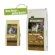 Zwei Tüten "Wilderness Wide Savannah" Hundefutter mit Wolf- und Hundebildern, mit 60% Wildschwein, 40% Lamm und Ente und einem grünen Banner.