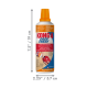 KONG Easy Treat-Quetschflasche mit orangem Deckel für Hunde, Etikett "Stuff to Extend Playtime", Größenangabe 7.5" × 2.25".