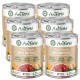 Sechs Dosen AniForte Pure Nature Wild Buffalo Tiernahrung, mit einem Etikett, das "60% Buffalo", "Mono-Protein" und "Glutenfrei" angibt.