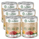 Sechs Dosen AniForte Pure Nature Wild Buffalo Tiernahrung, mit einem Etikett, das "60% Buffalo", "Mono-Protein" und "Glutenfrei" angibt.