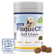 Jar of ProDen PlaqueOff Soft Chews for large/giant dogs, golden retriever image, 100% seaweed label, VOHC accepted badge.
