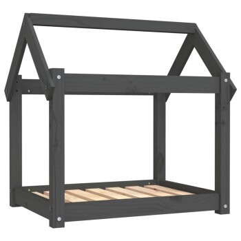 Hundebett M (71x55x70 cm) aus Kiefernholz grau