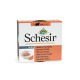 Schesir Katzenfutter für Erwachsene in Gelee, mit Thunfisch und Papaya. Die Verpackung zeigt mehrere Sprachen: Italienisch, Englisch, Französisch, Deutsch und Spanisch.