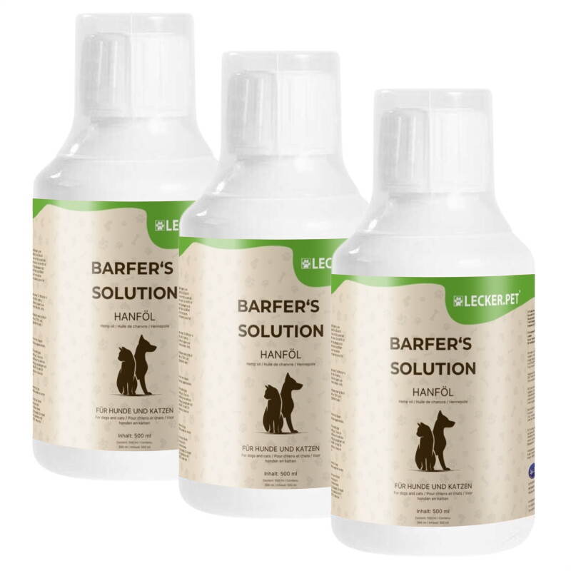 Lyra Pet Lecker.Pet Barfer's Solution 100 % Hanföl für Hunde & Katzen 1,5 l