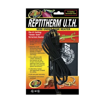 Mini Untertankheizer von Zoo Med, geeignet für Terrarien von 1-5 Gallonen, ideal für kleine Reptilien und Amphibien, inklusive Kleber für die Installation.