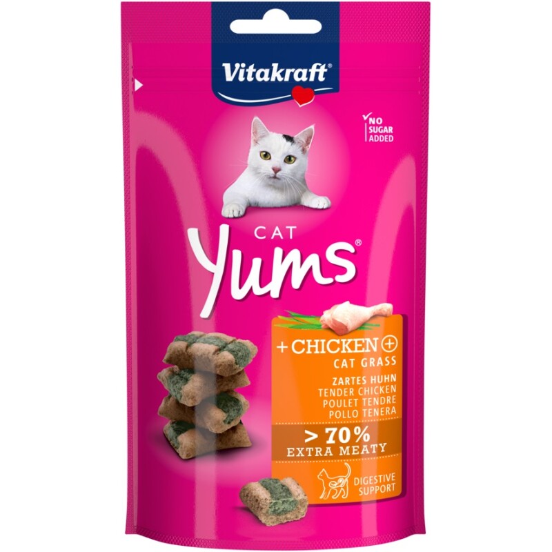 Vitakraft Katten Yums Kip en kattengras 9x40 g