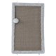 Grauer Katzenkratzbaum mit einem weichen, flauschigen Rand und einem Pom-Pom-Spielzeug, entworfen für das Spielen und Kratzen von Haustieren.