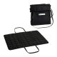 Schwarze Haustiermatte und Tragetasche von Doctor Bark, mit einem gesteppten Design und verstellbaren Riemen für einfachen Transport.