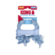 KONG Goodie Bone Welpen-Kau-Gummiknochen in Blau mit geflochtenem Seil; Verpackung mit Aufdruck 'KONG Goodie Bone'.