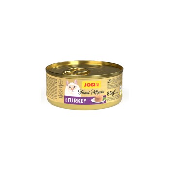 JosiCat Finest Mousse Katzenfutterdose mit Truthahn-Geschmack, getreidefrei, ohne Zuckerzusatz, 85g Nettogewicht.