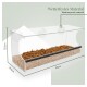 Transparenter Behälter gefüllt mit Mehlwürmern, Abmessungen beschriftet: 30cm x 12.5cm x 10.5cm, mit dem Text 'Wetterfestes Material'.