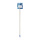 A long-handled pet grooming tool with a white rectangular head, packaged with a blue and white label featuring a pet image.