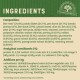 Hypoallergenic pet food ingredients list, highlighting fish meal, nutrients, and additives per kg.