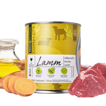 Nassfutter Lamm mit Süßkartoffel, Karotte & Leinöl 12x800 g