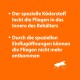 Das Bild zeigt einen orangefarbenen Hintergrund mit weißem Text, der ein spezielles Lockmittel und Design einer Fliegenfalle beschreibt, einschließlich einer Fliegen-Grafik.
