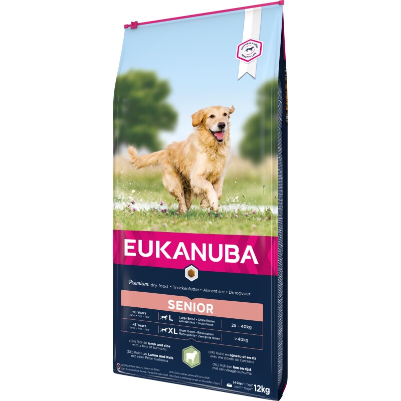 EUKANUBA Droogvoer voor Grote & Reuzenrassen Senior, Lam & Rijst 12 kg