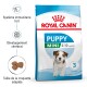 Sac de nourriture pour chiots Royal Canin Puppy Mini pour chiots de 2 à 10 mois, mettant en avant les avantages pour l'immunité, le développement cérébral et la taille des croquettes.