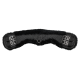 Schwarzer, fleecegefütterter Pferdegurt mit silbernen Schnallen und einem D-Ring, mit einem gesteppten Design für Komfort.