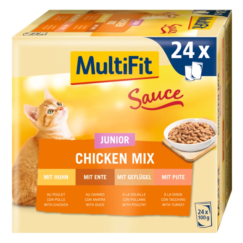 MultiFit Junior Saus Kip Mix Multipack 24x100 g