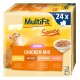 MultiFit Junior Hühner-Mix Haustierfutterbox, die 24 x 100g Portionen enthält, mit Geschmacksrichtungen wie Huhn, Ente und Truthahn.