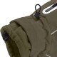 Olivgrüne Hundejacke mit Fleece-Futter, mit verstellbaren Kordeln und reflektierenden Streifen für Sichtbarkeit.
