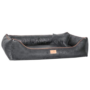 ® ALBERTO ORTHO Orthopädisches Hundebett mit Velours Vintage schwarz/ graphit 1,2 m, 25 cm, 85 cm