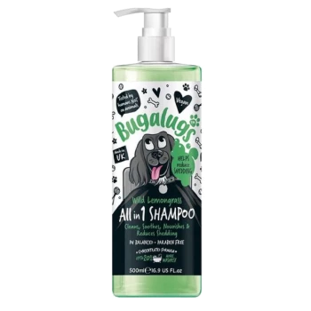 Bugalugs Wild Lemongrass All-in-1 Shampoo, 500ml, mit Pumpenspender, vegan, parabenfrei; reinigt, beruhigt, nährt, reduziert das Haaren.