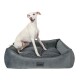 orthopädisches Hundebett mit Cord/Velour Wendekissen anthrazit XXL
