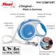 Blaue und graue 'NEW COMFORT' Flexi-Hundeleine, 8 m lang, verstellbarer Griff, robuster Riemen, für Hunde bis 50 kg.