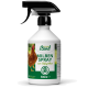 Eine Sprühflasche mit der Aufschrift 'Hühner Land Milben Spray' mit einer Hühnergrafik, entwickelt zur Milbenbehandlung, 500 ml Größe.