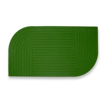 Grüne Silikon-Haustierfütterungsmatte mit abgerundeten Kanten und erhöhten Rillen zur Spill-Kontrolle.
