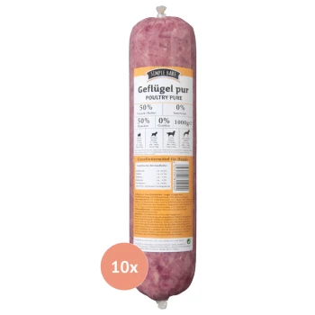 Geflügel pur 10x1 kg Hundefutterrolle 'Poultry Pure' von Simple Bark, 1000g, mit 50% Fleisch, 0% Innereien und 0% Gemüse, gekennzeichnet für die Fütterung mit einer einzigen Zutat.