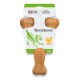 Large Benebone wishbone dog chew toy in chicken flavor, suitable for dogs under 90 lbs, featuring a playful design and text.