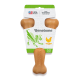 Large Benebone wishbone dog chew toy in chicken flavor, suitable for dogs under 90 lbs, featuring a playful design and text.