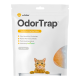Die Verpackung von Whisker OdorTrap zeigt das Gesicht einer Katze und besagt "Gerüche aus der Katzentoilette neutralisieren," wobei die pflanzliche geruchsneutralisierende Technologie hervorgehoben wird.