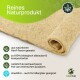 Gerollte Matte aus natürlicher Hanffaser, biologisch abbaubar, kompostierbar, chemikalienfrei, staubfrei, allergikerfreundlich, mit den Labels „Reines Naturprodukt“ und CleanCat.