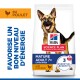 Nourriture pour chien Hill's Science Plan Mature Adult 7+ Grandes Races au poulet, avec 3 bienfaits essentiels et texte français promouvant l'énergie.