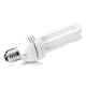 Kompakte Energiesparlampe mit weißem Sockel und vier gebogenen Röhren, beschriftet mit "AMILUX" und "Papageien Paradies K. Wagner (Deutschland)."