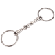 Metallpferdegebiss mit zwei Ringen, graviert mit "EQUITNATE" und "12,5 cm", auf einem weißen Hintergrund präsentiert.