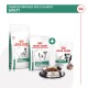 Produits vétérinaires Royal Canin pour chiens, avec des sacs "Satiety Weight Management" et des "Friandises" à haute teneur en protéines.