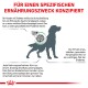 Infografik zur Ernährung bei Diabetes bei Hunden, die eine Hundesilhouette und deutschen Text zu Insulin, Blutzucker und gesundem Gewicht zeigt.