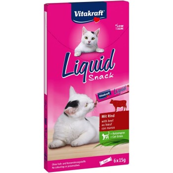 Vitakraft Cat Liquid-Snack 11×6 Stück Rind & Katzengras